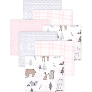 image:imageLittle Treasure Luvable Friends Cotton Poly Flannel Receiving Blankets Multipack Pink Garden 30x30 inchesPink Winter Forest