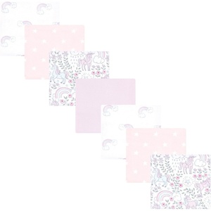 image:imageLittle Treasure Luvable Friends Cotton Poly Flannel Receiving Blankets Multipack Pink Garden 30x30 inchesPurple Dreamy Unicorn