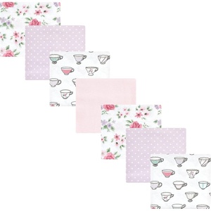 image:imageLittle Treasure Luvable Friends Cotton Poly Flannel Receiving Blankets Multipack Pink Garden 30x30 inchesPurple Tea Party