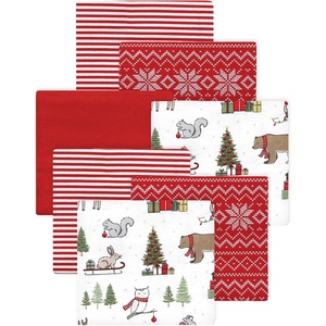 image:imageLittle Treasure Luvable Friends Cotton Poly Flannel Receiving Blankets Multipack Pink Garden 30x30 inchesRed Christmas Forest