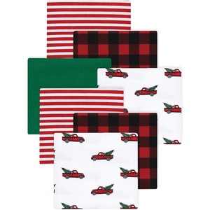 image:imageLittle Treasure Luvable Friends Cotton Poly Flannel Receiving Blankets Multipack Pink Garden 30x30 inchesRed Christmas Tree Truck