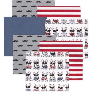image:imageLittle Treasure Luvable Friends Cotton Poly Flannel Receiving Blankets Multipack Pink Garden 30x30 inchesRed French Dog