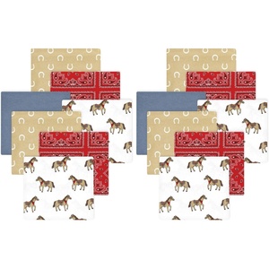 image:imageLittle Treasure Luvable Friends Cotton Poly Flannel Receiving Blankets Multipack Pink Garden 30x30 inchesRojo  Red Cowboy