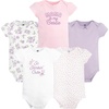 image:imageHudson Baby Infant Girls Cotton Bodysuits 5PackPink Purple Roses