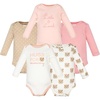 image:imageHudson Baby Infant Girls Cotton LongSleeve Bodysuits 5PackPink Taupe Bear