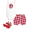 image:imageHudson Baby Unisex Baby Cotton Bodysuit Shorts and Shoe SetPlaid Strawberry
