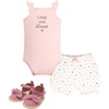 image:imageHudson Baby Unisex Baby Cotton Bodysuit Shorts and Shoe SetSoft Confetti Heart