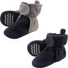 image:imageHudson Baby Cozy Fleece Booties with Non Skid Bottom 2 Pack NavyGray 3T