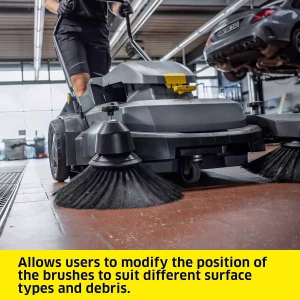 Kärcher Commercial Push Sweeper with Two Sided Bristle Brushes 12 Gallon - 38.5" Working Width - Perfect for Dry and Wet Conditions - Professional Outdoor Sweeper - KM 70/20 C 2SB