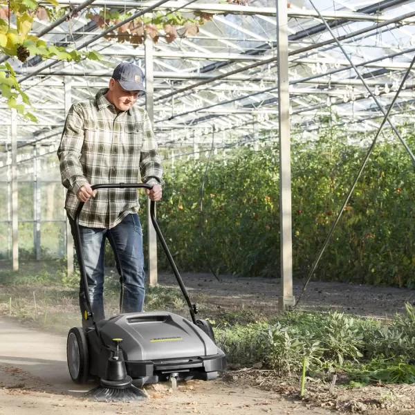 Kärcher Commercial Push Sweeper with Two Sided Bristle Brushes 12 Gallon - 38.5" Working Width - Perfect for Dry and Wet Conditions - Professional Outdoor Sweeper - KM 70/20 C 2SB