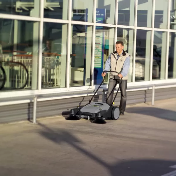 Kärcher Commercial Push Sweeper with Two Sided Bristle Brushes 12 Gallon - 38.5" Working Width - Perfect for Dry and Wet Conditions - Professional Outdoor Sweeper - KM 70/20 C 2SB