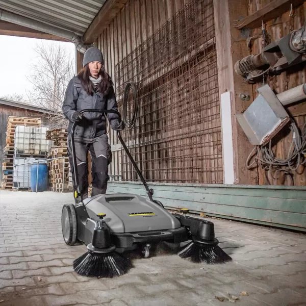 Kärcher Commercial Push Sweeper with Two Sided Bristle Brushes 12 Gallon - 38.5" Working Width - Perfect for Dry and Wet Conditions - Professional Outdoor Sweeper - KM 70/20 C 2SB