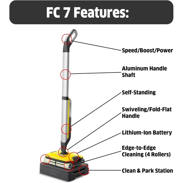 Kärcher - FC 7 Electric Mop &amp; Sanitize Hard Floor Cleaner - Perfect for Laminate, Wood, Tile, LVT, Vinyl &amp; Stone Flooring - Cordless