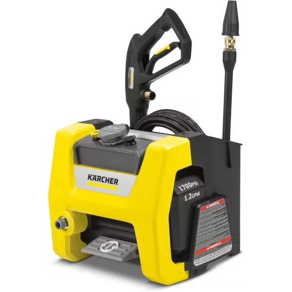 Kärcher K1700 Max 2125 PSI Electric Pressure Washer with 3 Spray Nozzles - Great for cleaning Cars, Siding, Driveways, Fencing and more - 1.2 GPM