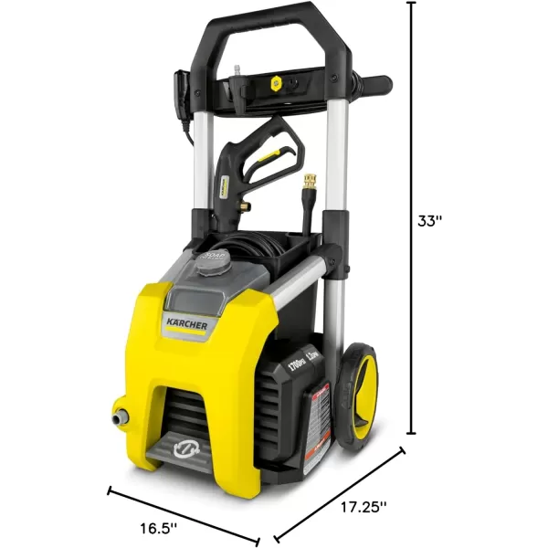 Kärcher K1700 Max 2125 PSI Electric Pressure Washer with 3 Spray Nozzles - Great for cleaning Cars, Siding, Driveways, Fencing and more - 1.2 GPM