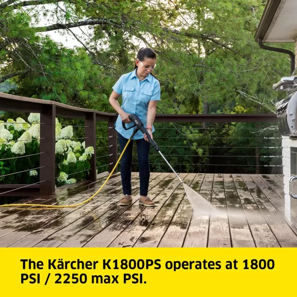 Kärcher K1800PS Max 2250 PSI Electric Pressure Washer with 3 Spray Nozzles - Great for cleaning Cars, Siding, Driveways, Fencing and more - 1.2 GPM