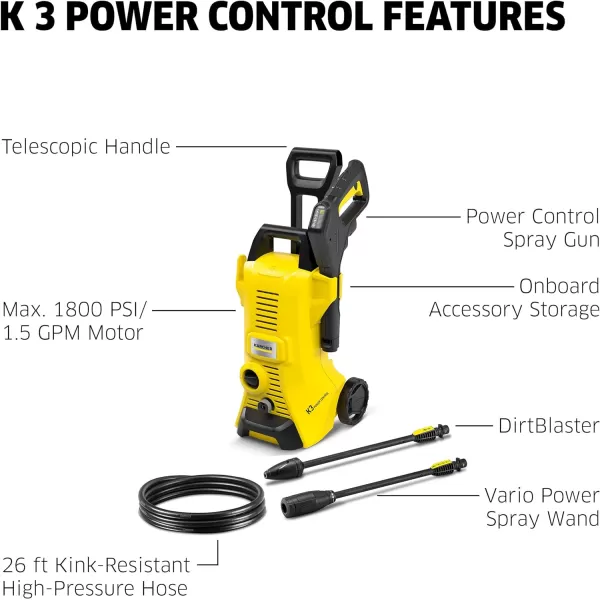 Kärcher K2 Power Control Max 2000 PSI Electric Pressure Washer with 2 Spray Wands and 26' Hose - 1.45 GPM