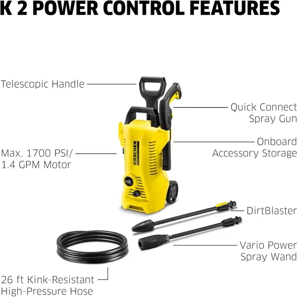 Kärcher K2 Power Control Max 2000 PSI Electric Pressure Washer with 2 Spray Wands and 26' Hose - 1.45 GPM