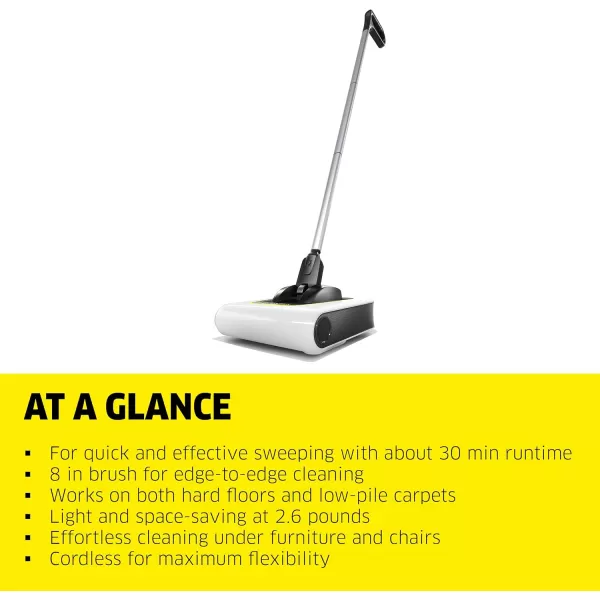 Kärcher - KB 5 Electric Floor Sweeper Broom - Multi-Surface - Lightweight and Cordless - Ideal for Fur, Hair, Dirt, &amp; Debris - 8.25" Cleaning Width,Yellow