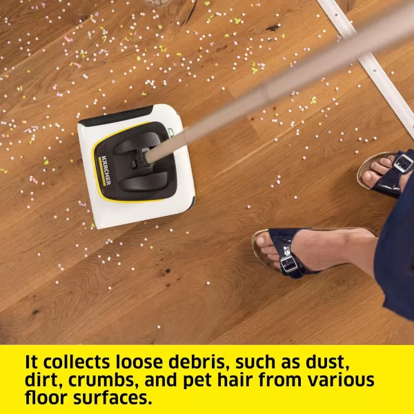 Kärcher - KB 5 Electric Floor Sweeper Broom - Multi-Surface - Lightweight and Cordless - Ideal for Fur, Hair, Dirt, &amp; Debris - 8.25" Cleaning Width,Yellow