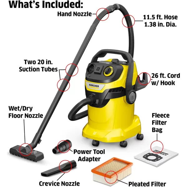 Kärcher - Reusable Flat Pleated Filter for Karcher Wet Dry Vacuum - For Karcher WD 4, WD 5/P and WD 6 P S Wet Dry Vacuum Cleaners