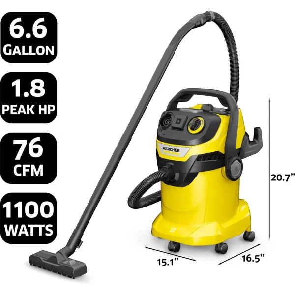 Kärcher - Reusable Flat Pleated Filter for Karcher Wet Dry Vacuum - For Karcher WD 4, WD 5/P and WD 6 P S Wet Dry Vacuum Cleaners