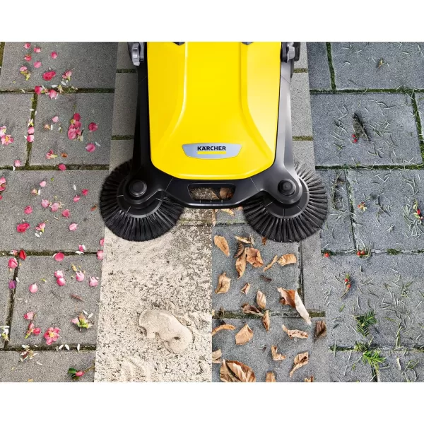 Kärcher - S 4 Twin Walk-Behind Outdoor Hand Push Sweeper - 5.25 Gallon Capacity - 26.8" Sweeping Width - Sweeps up to 26,000 ft²/Hour,Yellow