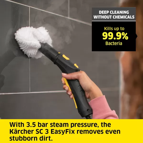 Kärcher SC3 Steam Cleaner with Attachments, Multi Purpose Power Steamer – Chemical-Free, 40 Sec Heat-Up, Continuous Steam - for Grout, Tile, Hard Floors, Appliances &amp; More - White