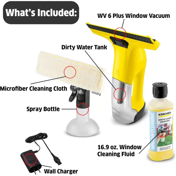 Kärcher - WV 6 Plus - 2-in-1 Window Vacuum Squeegee - Also Perfect for Showers, Mirrors, Glass, &amp; Countertops - 11 in. Squeegee Blade