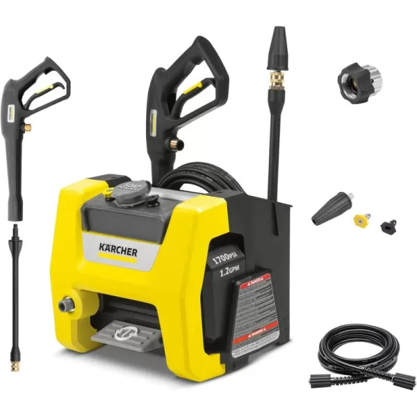 Kärcher K1700 Max 2125 PSI Electric Pressure Washer with 3 Spray Nozzles - Great for cleaning Cars, Siding, Driveways, Fencing and more - 1.2 GPM