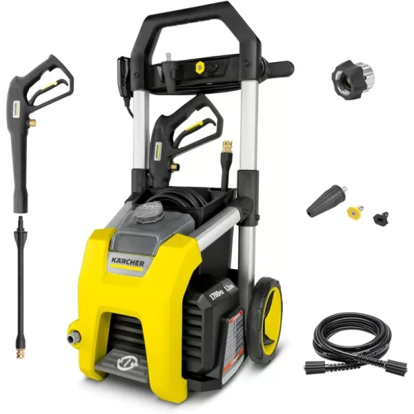Kärcher K1700 Max 2125 PSI Electric Pressure Washer with 3 Spray Nozzles - Great for cleaning Cars, Siding, Driveways, Fencing and more - 1.2 GPM