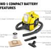imageKrcher WD 218 Battery Powered Wet Dry Shop Vacuum Cleaner with Blower Function ampamp Attachements Multi Purpose 225 W Cartridge Filter Fleece Bag Floor ampamp Crevice Nozzle 32 Gal  Tool OnlyWD 1 Compact Tool Only