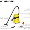 imageKrcher WD 3 MultiPurpose 45 Gallon WetDry Shop Vacuum Cleaner with Attachments  Blower Feature Compact SpaceSaving Design Great for Car CleaningWD 3