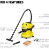 imageKrcher WD 3 MultiPurpose 45 Gallon WetDry Shop Vacuum Cleaner with Attachments  Blower Feature Compact SpaceSaving Design Great for Car CleaningWD 4 2025