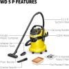 imageKrcher WD 3 MultiPurpose 45 Gallon WetDry Shop Vacuum Cleaner with Attachments  Blower Feature Compact SpaceSaving Design Great for Car CleaningWD 5P