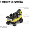 imageKrcher Pressure Washer K3 Follow Me 1800 PSI 25 ft Hose 2 Spray Wands Onboard Storage Features Wheeled  13 GPMK3 FollowMe