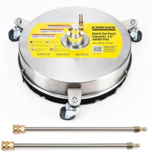 imageKrcher Pressure Washer Surface Cleaner 15quot 3 Wheels Stainless Steel Quick Connect 4000 PSI Ideal for Driveways Patios Decks SidewalksSurface Cleaner