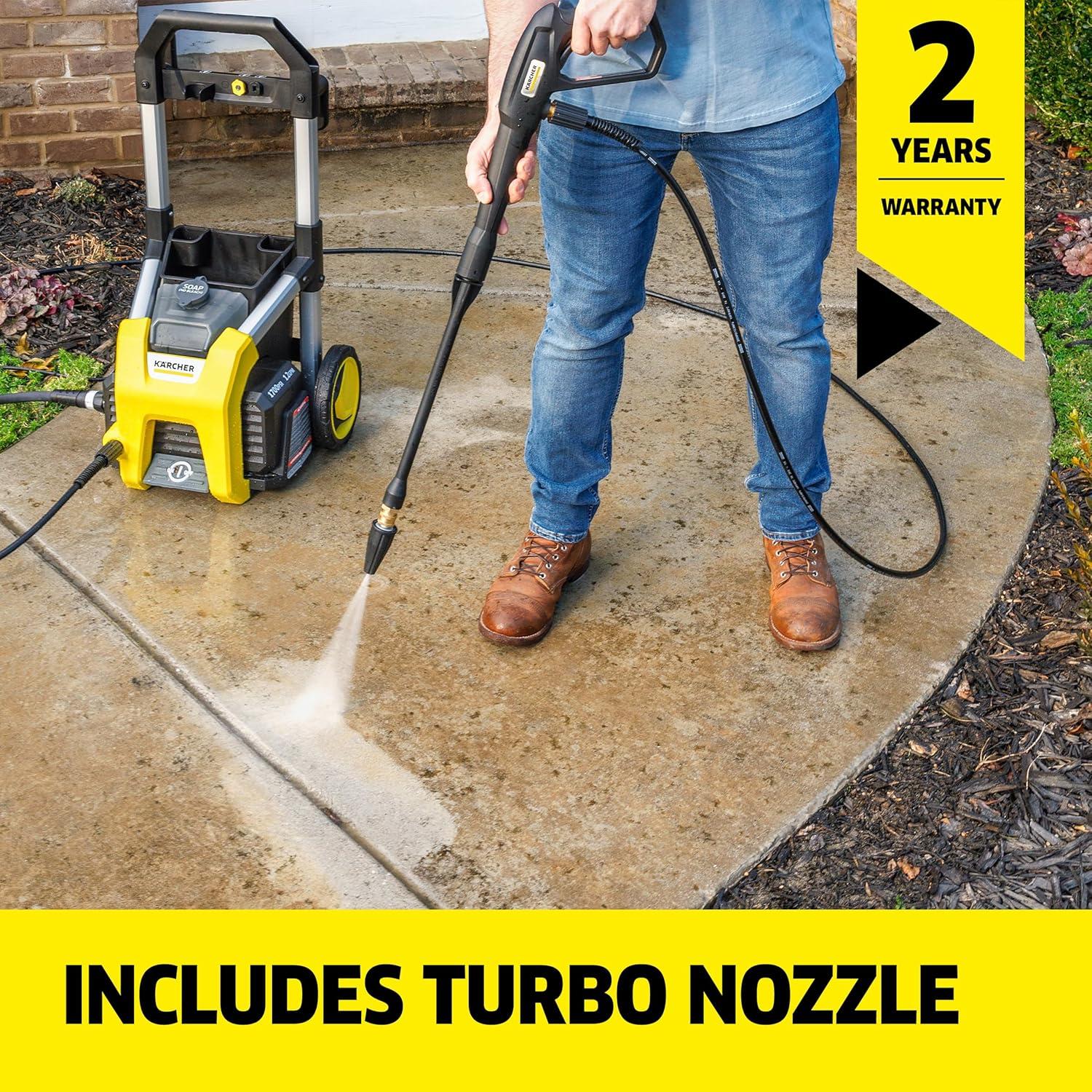 image:imageKrcher Pressure Washer K1700B CETA Certified 3 Spray Nozzles Detergent Tank for Cars Driveways Siding Patios 12 max GPMYellow