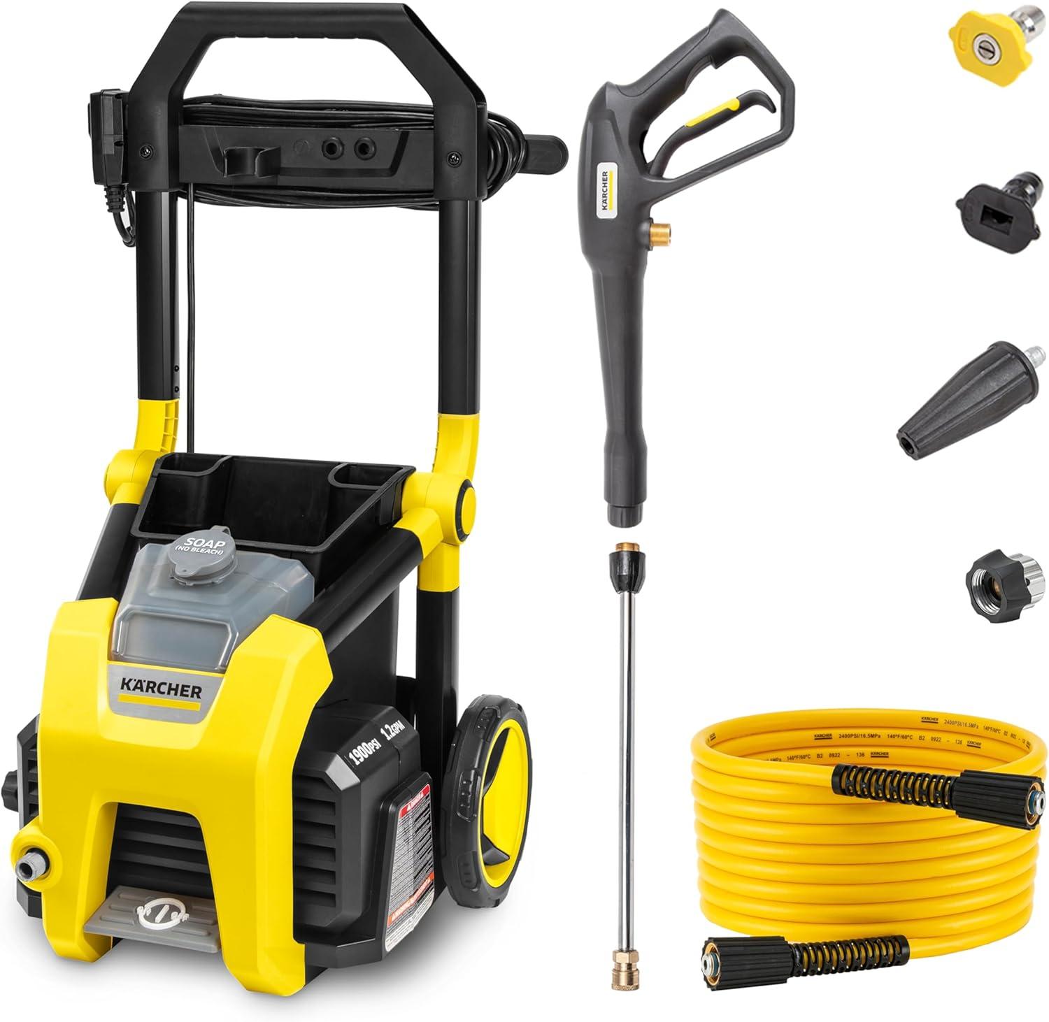 image:imageKrcher Pressure Washer K1700B CETA Certified 3 Spray Nozzles Detergent Tank for Cars Driveways Siding Patios 12 max GPMYellow