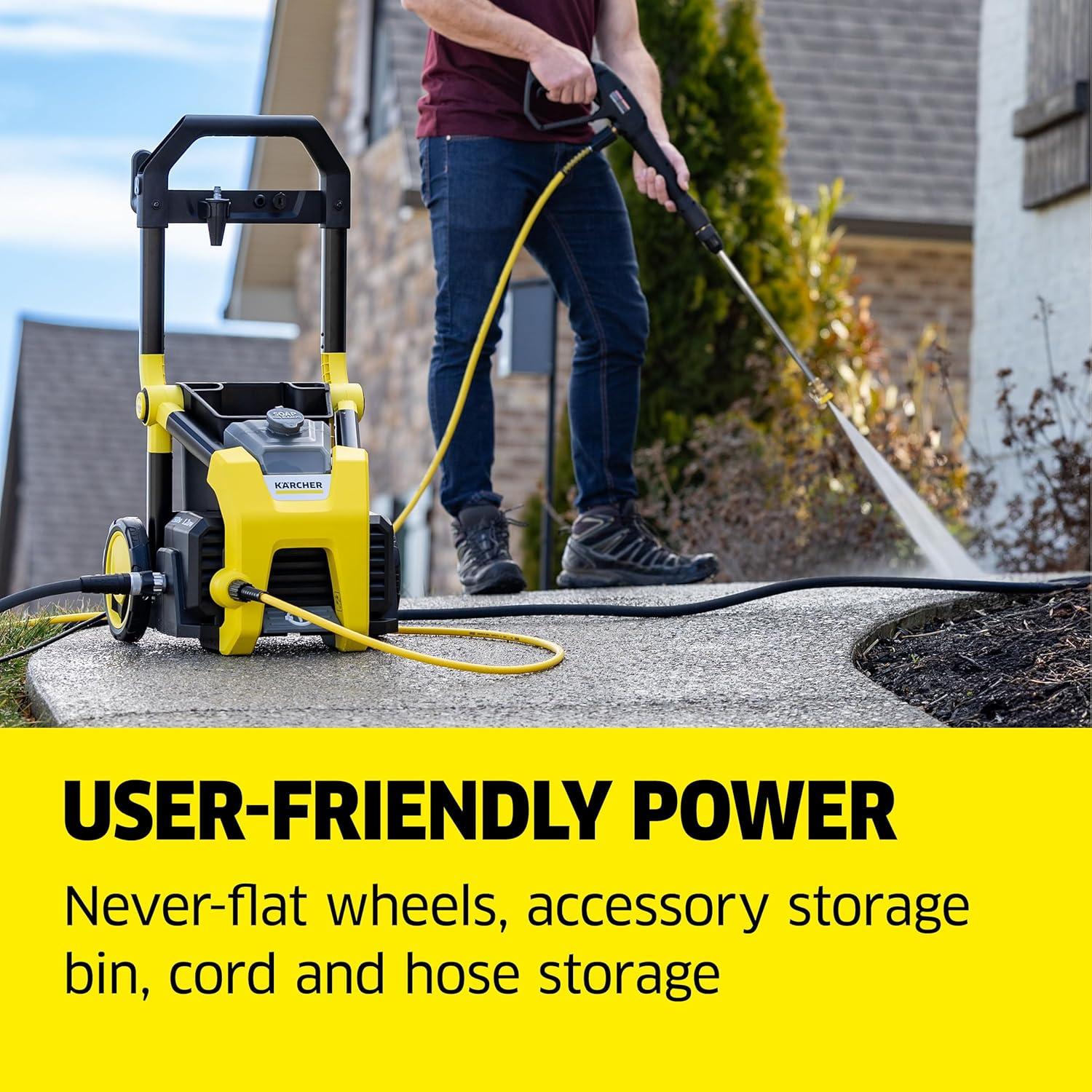 image:imageKrcher Pressure Washer K1700B CETA Certified 3 Spray Nozzles Detergent Tank for Cars Driveways Siding Patios 12 max GPMYellow