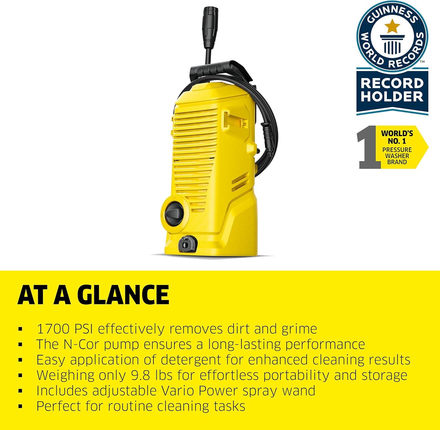 image:imageKrcher Pressure Washer K1700B CETA Certified 3 Spray Nozzles Detergent Tank for Cars Driveways Siding Patios 12 max GPMYellow