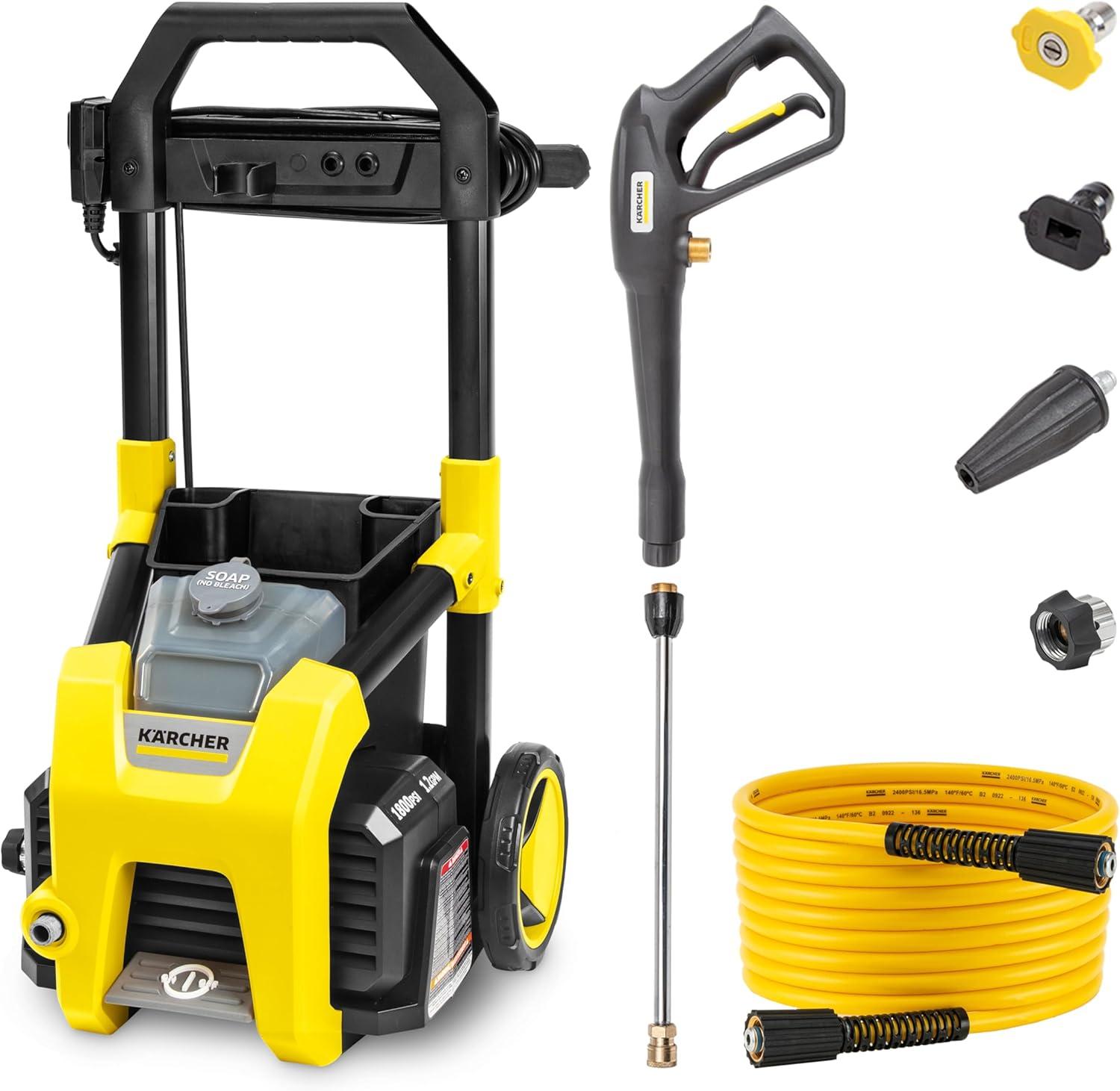 image:imageKrcher Pressure Washer K1700B CETA Certified 3 Spray Nozzles Detergent Tank for Cars Driveways Siding Patios 12 max GPMYellow