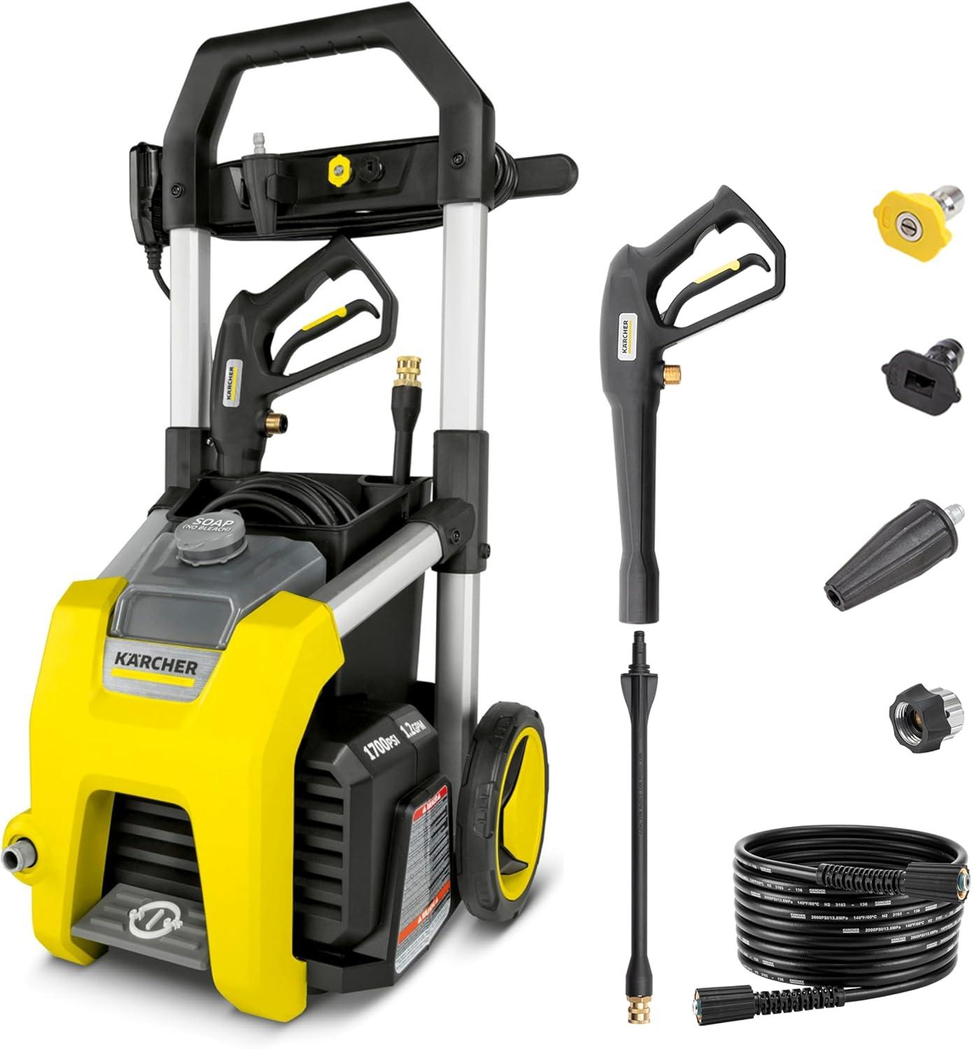 image:imageKrcher Pressure Washer K1700B CETA Certified 3 Spray Nozzles Detergent Tank for Cars Driveways Siding Patios 12 max GPMYellow