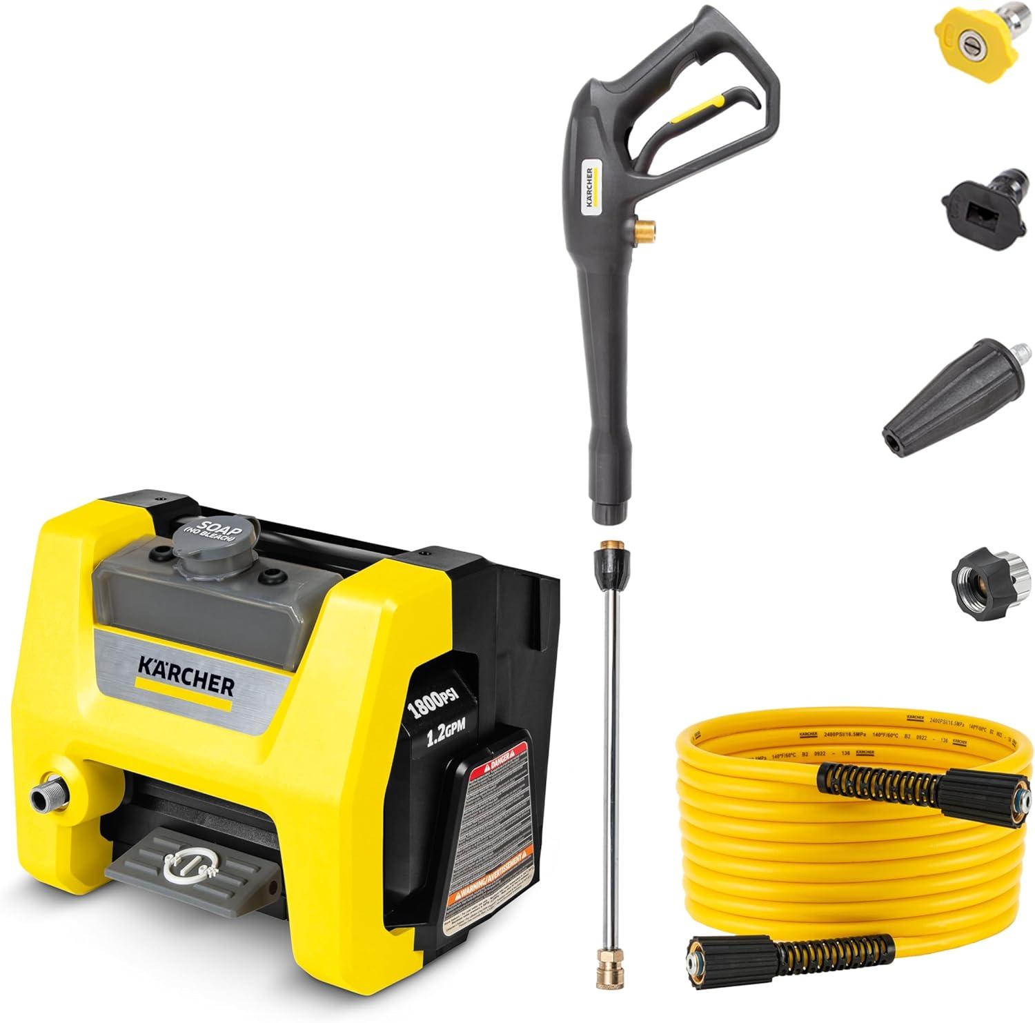 image:imageKrcher Pressure Washer K1700PSB Cube 3 Spray Nozzles Detergent Tank for Cars Driveways Siding Patios 1700 PSI 146 max GPM BlackYellow