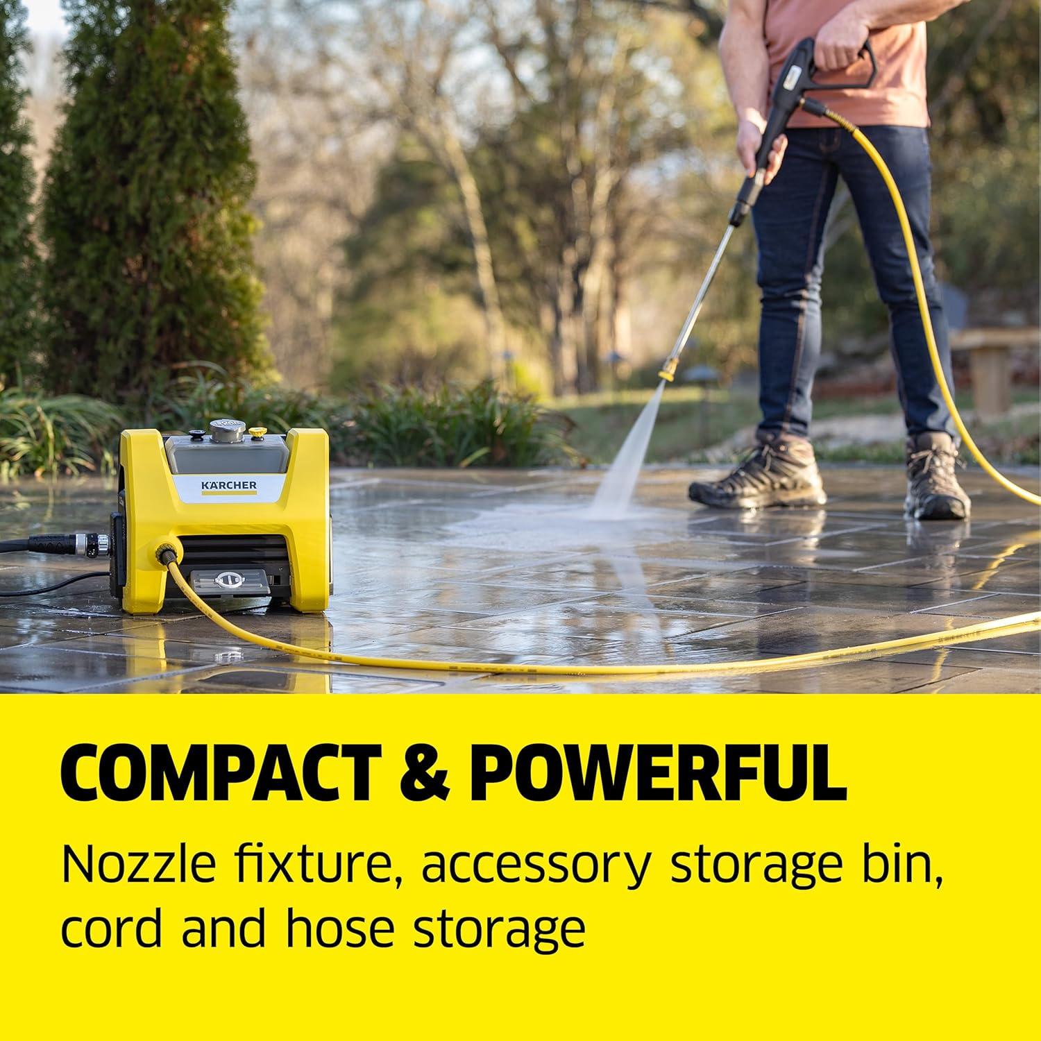 image:imageKrcher Pressure Washer K1700PSB Cube 3 Spray Nozzles Detergent Tank for Cars Driveways Siding Patios 1700 PSI 146 max GPM BlackYellow