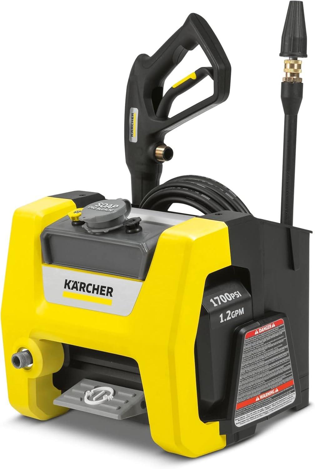 image:imageKrcher Pressure Washer K1700PSB Cube 3 Spray Nozzles Detergent Tank for Cars Driveways Siding Patios 1700 PSI 146 max GPM BlackYellow
