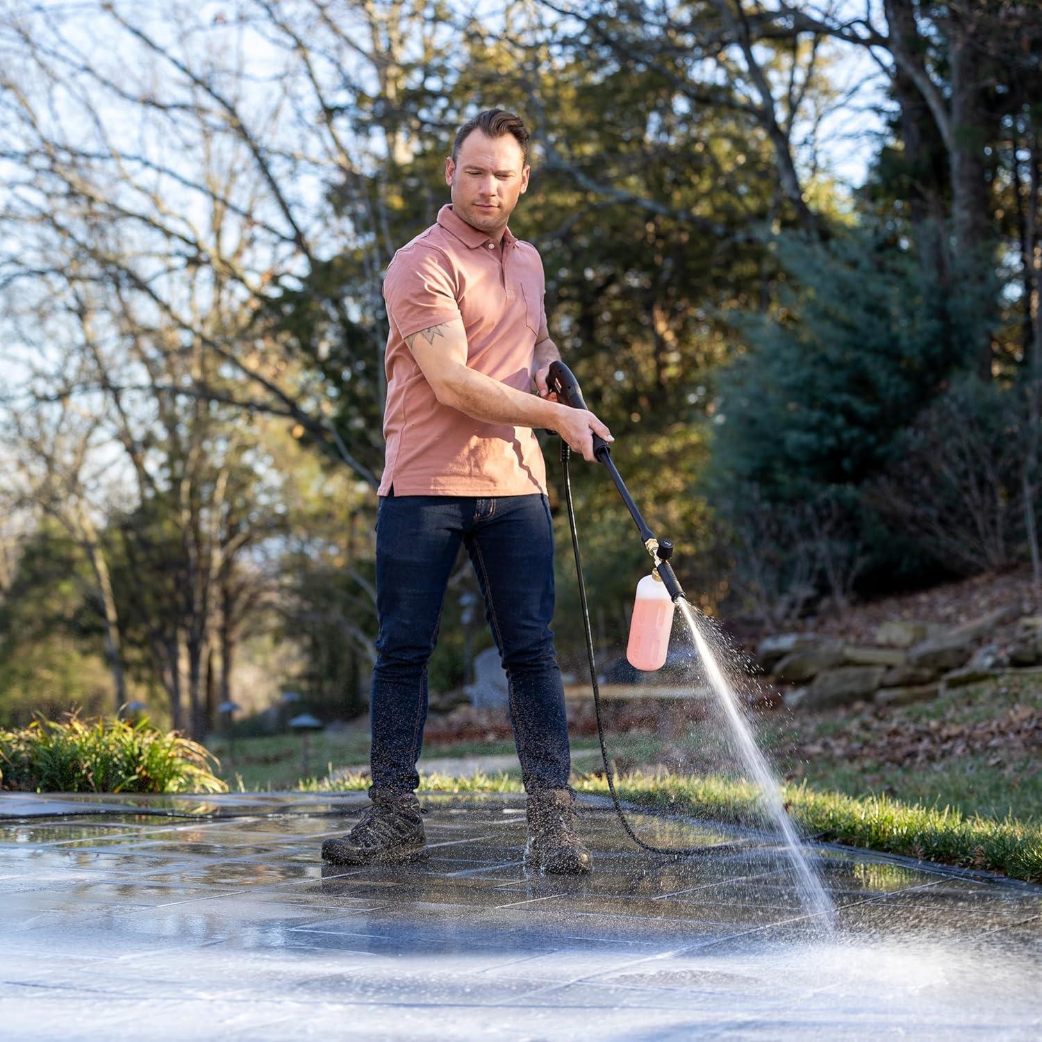 image:imageKrcher Pressure Washer K2300PSB 4 Spray Nozzles Detergent Tank Hose Reel for Cars Driveways Siding Patios 207 max GPMWhite