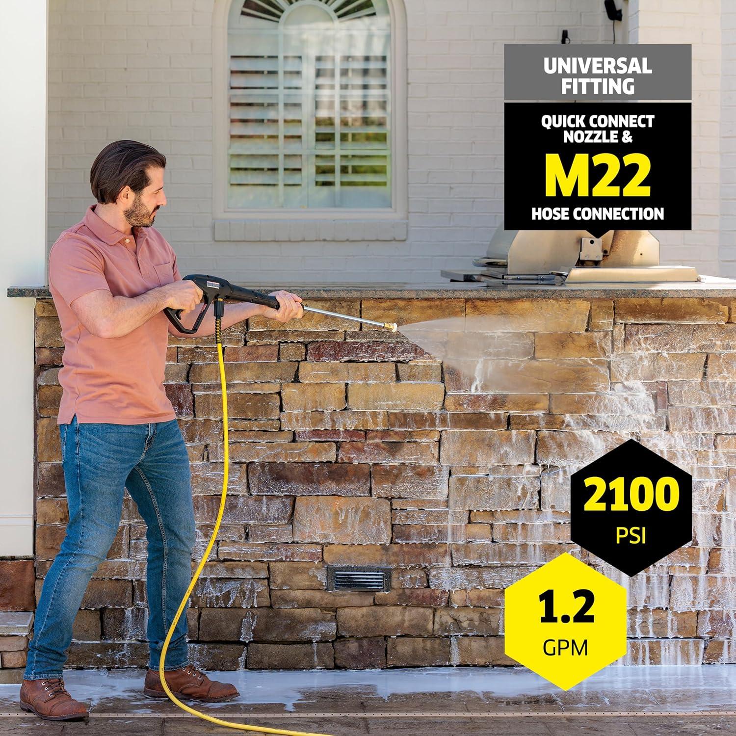 image:imageKrcher Pressure Washer K2300PSB 4 Spray Nozzles Detergent Tank Hose Reel for Cars Driveways Siding Patios 207 max GPMYellow