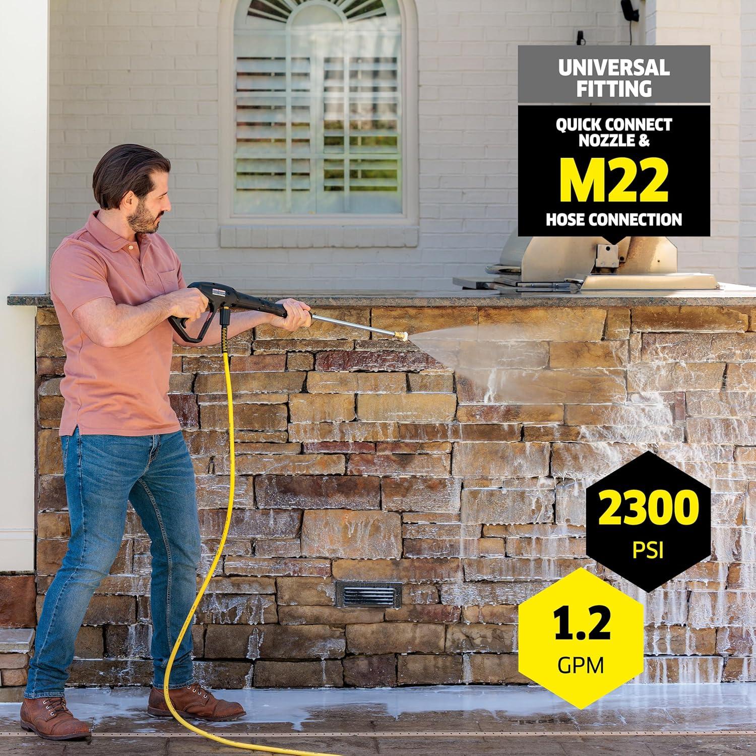 image:imageKrcher Pressure Washer K2300PSB 4 Spray Nozzles Detergent Tank Hose Reel for Cars Driveways Siding Patios 207 max GPMYellow