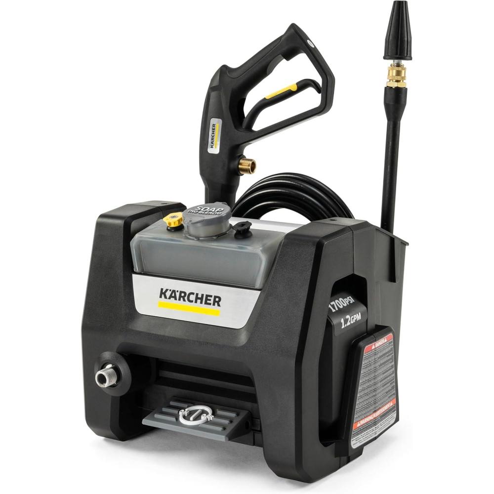 image:imageKrcher Pressure Washer K1700PSB Cube 3 Spray Nozzles Detergent Tank for Cars Driveways Siding Patios 1700 PSI 146 max GPM BlackBlack